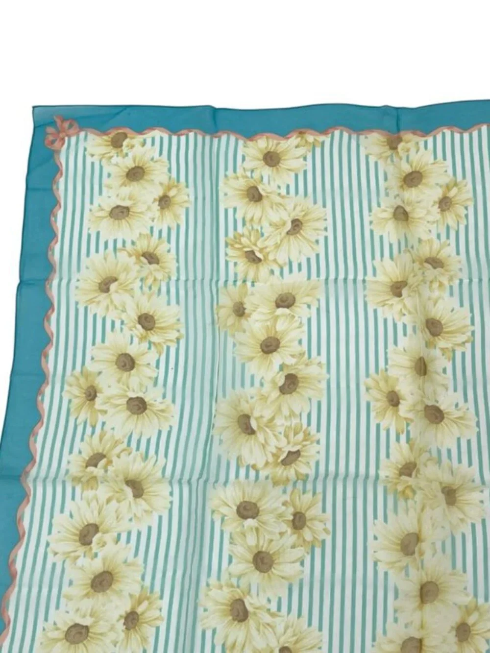 Christian Dior Scarf Silk Floral Pattern Blue